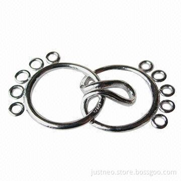 Solid 925 sterling silver 5-strand toggle necklace clasps, measures 33.5x17.5mm